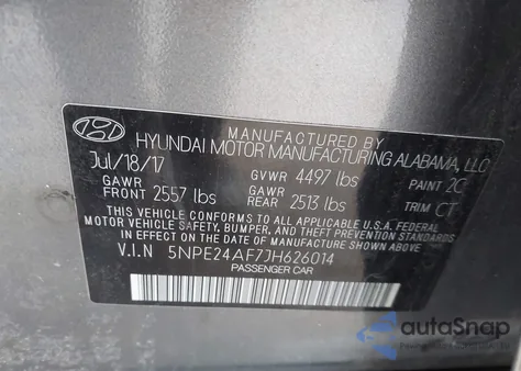 2018 Hyundai Sonata Se z USA, uszkodzony, nr VIN 5NPE24AF7JH626014